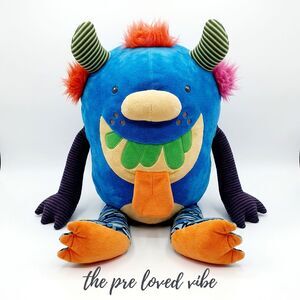 Mary Meyer Plush Blue Monster Thugz Green Teeth Striped 28 in. Plush Toy